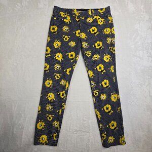 Banana Republic Womens Size 8 Long Slim Ankle Polka Floral Print Pants Sloan Fit